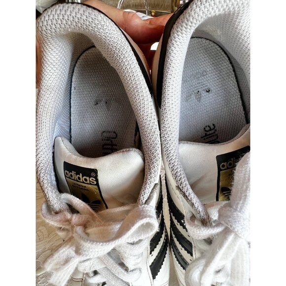 Adidas Superstar Sneakers Women’s Size 5.5 White Black Shoes - Picture 3 of 16